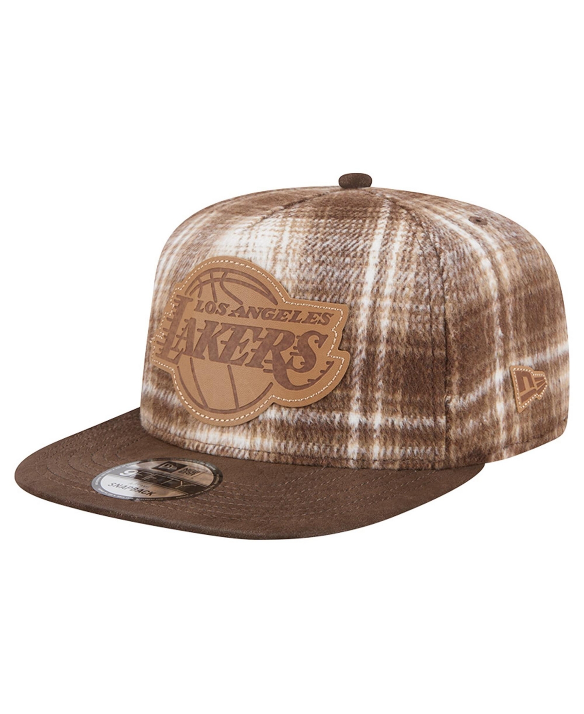 New Era Men's Brown Los Angeles Lakers Plaid 9FIFTY A-Frame Adjustable Hat - Brown