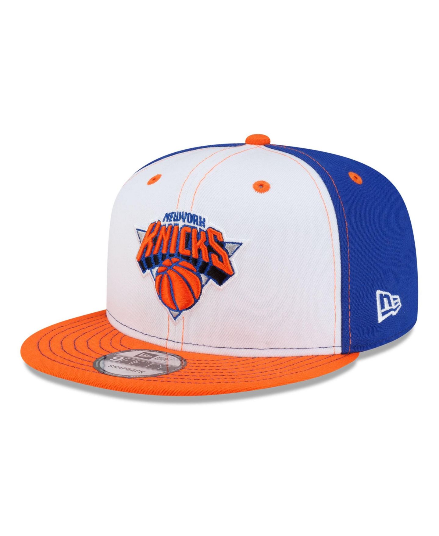 Мужская кепка New Era White/Orange New York Knicks Stitch 9FIFTY Snapback Hat — фото 1