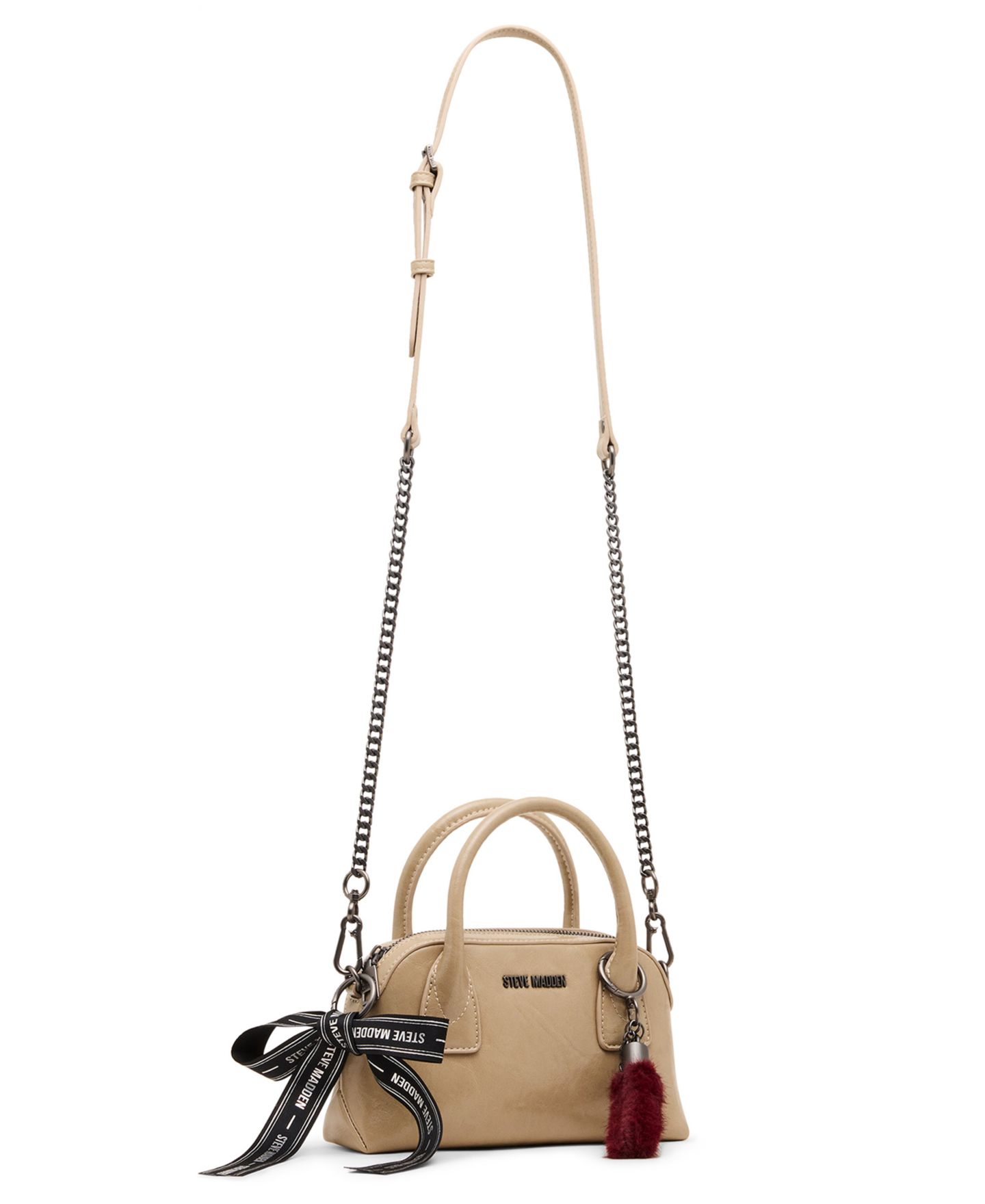 Женская сумка Steve Madden Melodie Faux Leather Crossbody Top Handle Satchel, цвет: Бежевый — фото 3