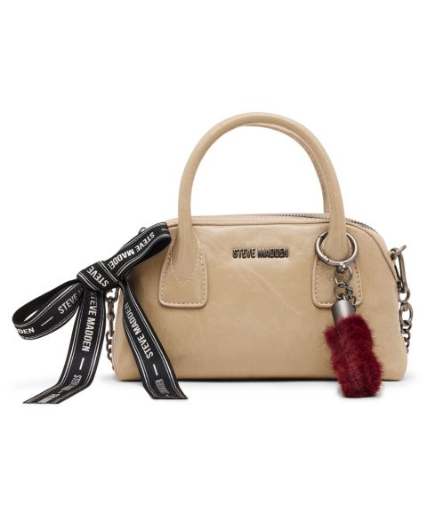 Женская сумка Steve Madden Melodie Faux Leather Crossbody Top Handle Satchel, цвет: Бежевый