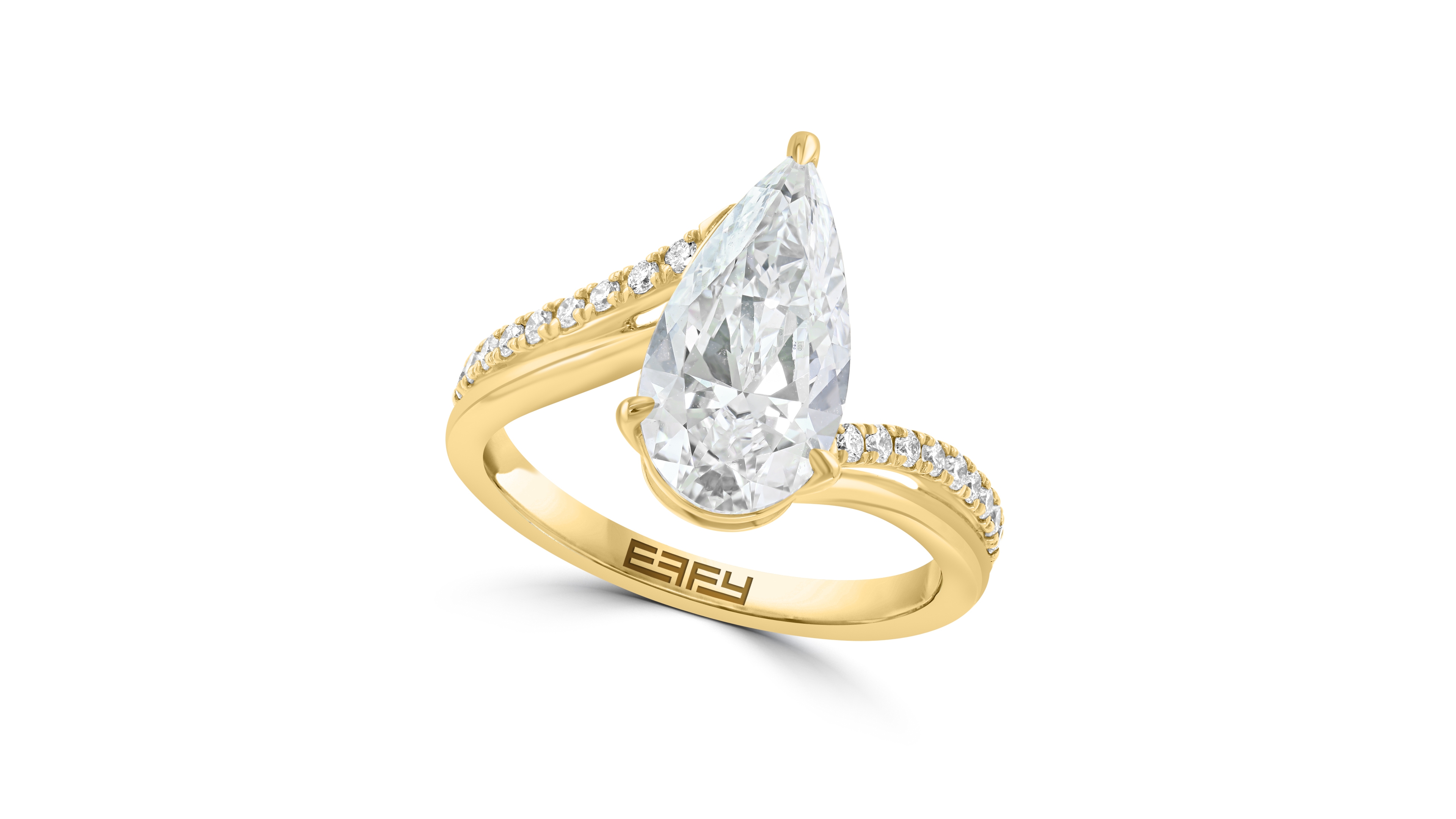 Effy Lab Grown Diamond Pear (2-5/8 ct. t.w.) Ring in 14K Yellow Gold