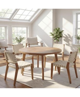 Round Dining Table, Mid-Century Modern Kitchen Table for 2-4 People, 47.2 x 47.2 x 29.8 Inches