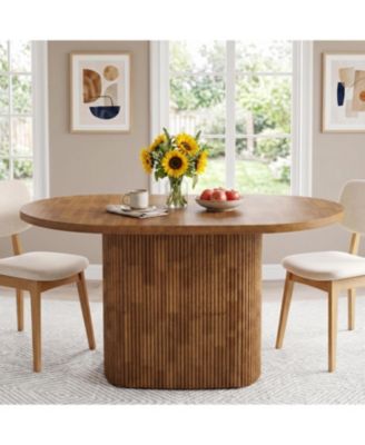 47.24" Oval Dining Table with Fluted Pedestal Base - Seats 4