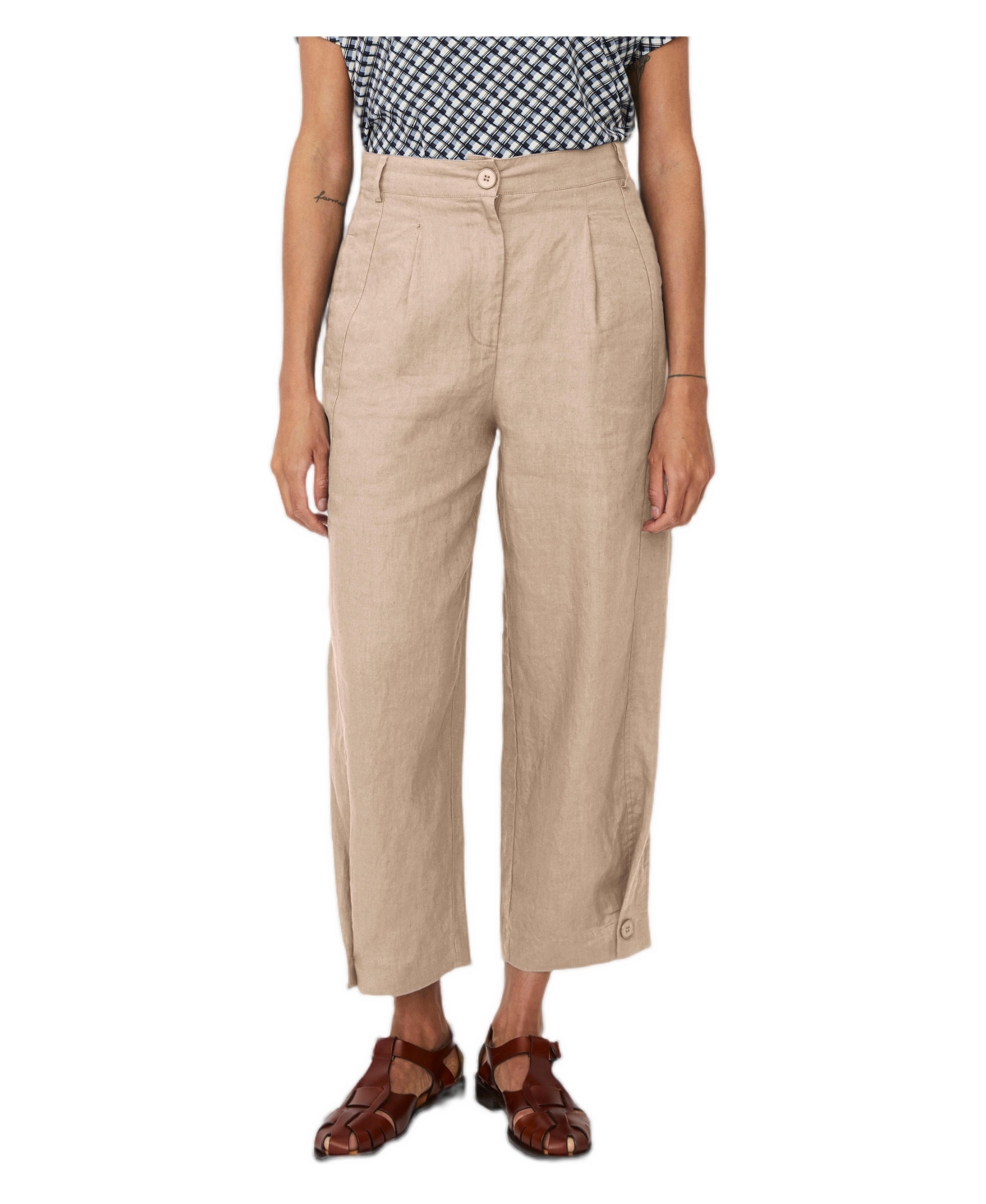 Masai Copenhagen Women's MaPunna Cropped Linen Pants - Natural