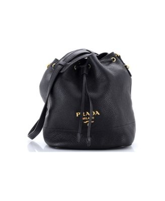 Small Dual Strap Top Handle Bucket Bag Vitello Daino