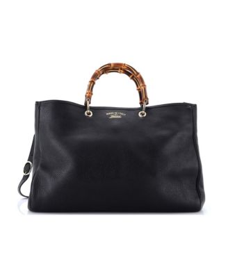 Large Bamboo Shopper Tote Leather