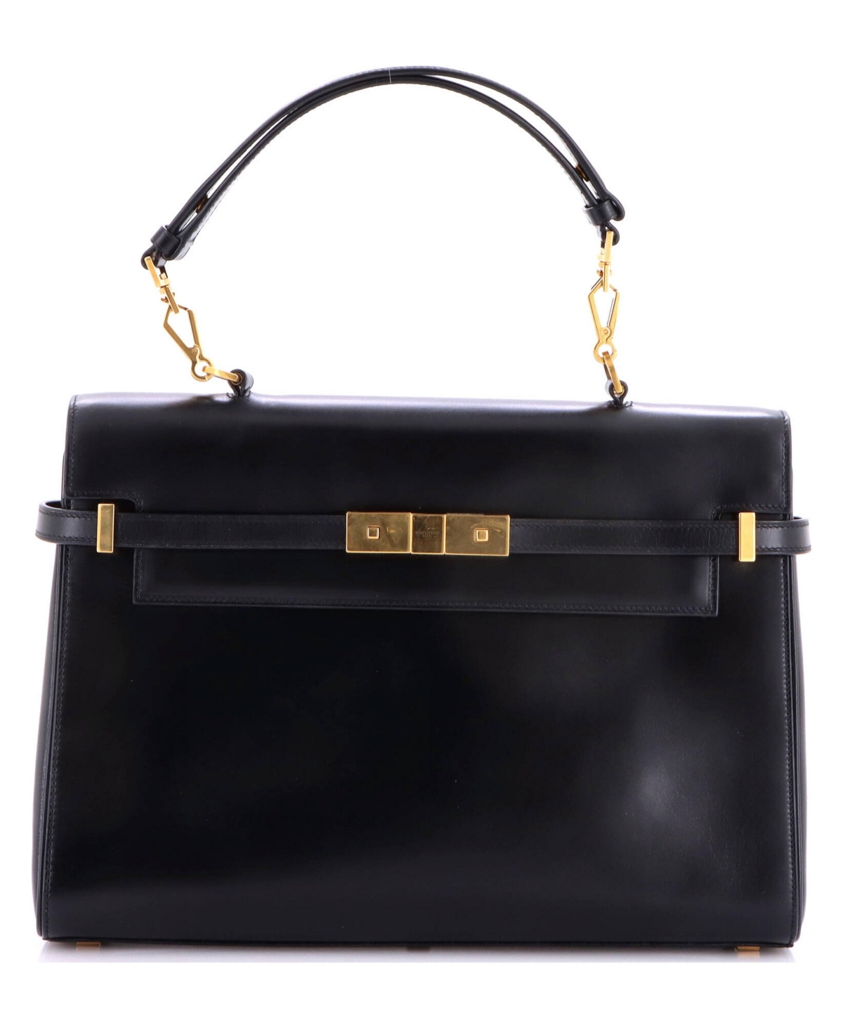 Pre-Owned Saint Laurent Medium Manhattan Top Handle Flap Bag Leather - Black