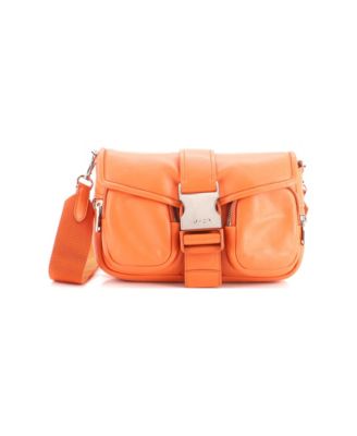 Buckle Pocket Crossbody Bag Spazzolato Leather and Tessuto