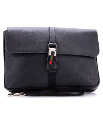 Web Buckle Wristlet Briefcase Leather