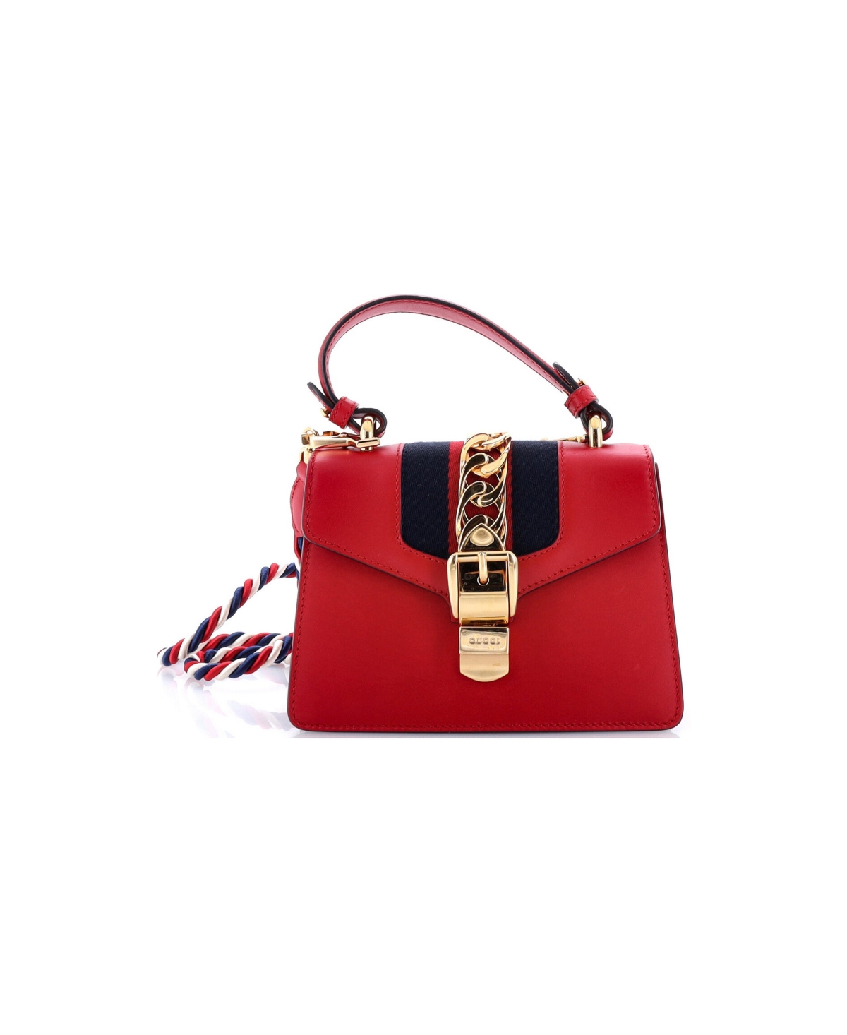 Pre-Owned Gucci Mini Sylvie Top Handle Bag Leather - Red