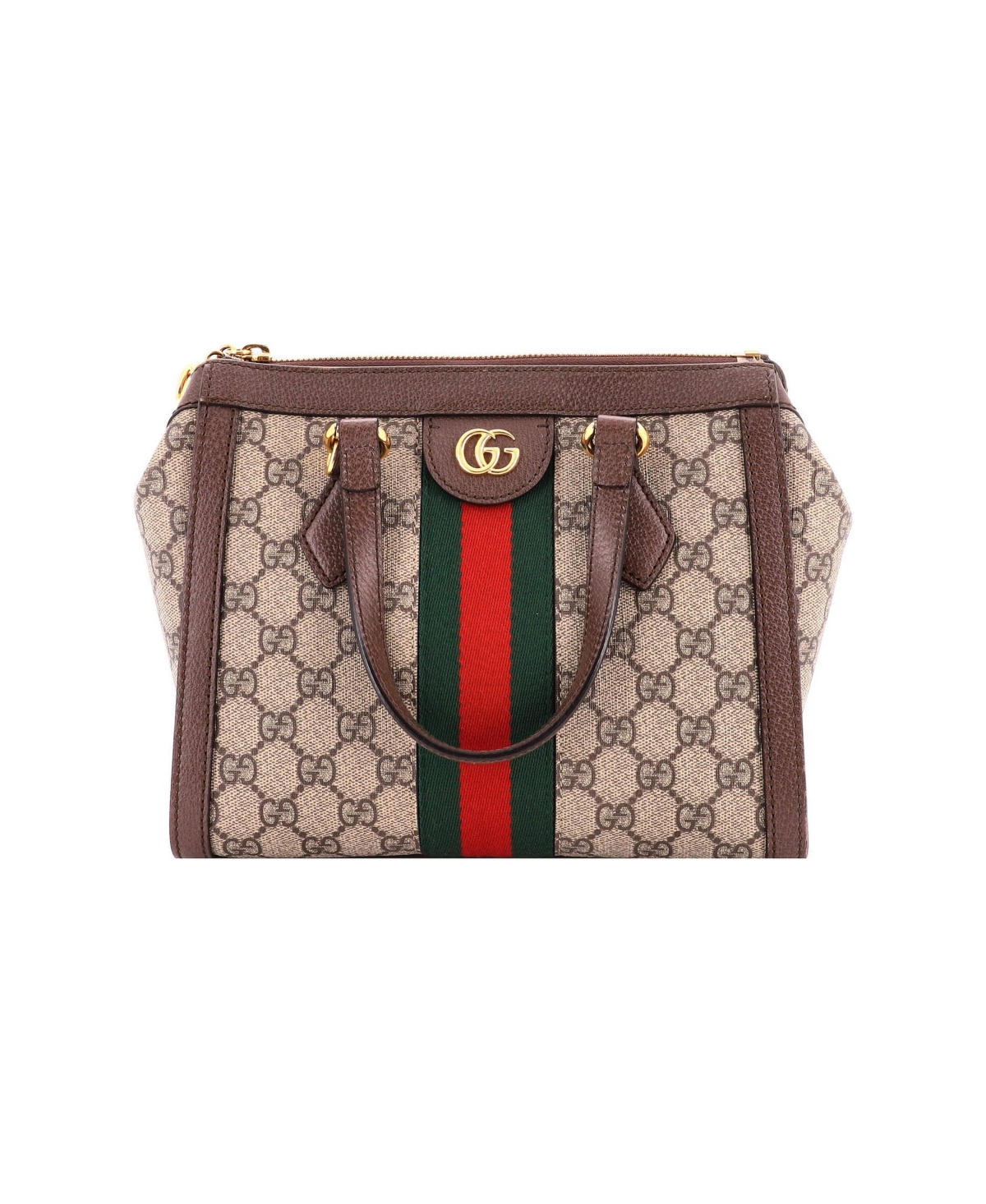Pre-Owned Gucci Small Ophidia Top Handle Tote Gg Coated Canvas - Brown