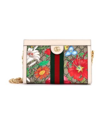 Small Ophidia Chain Shoulder Bag Flora GG Coated Canvas