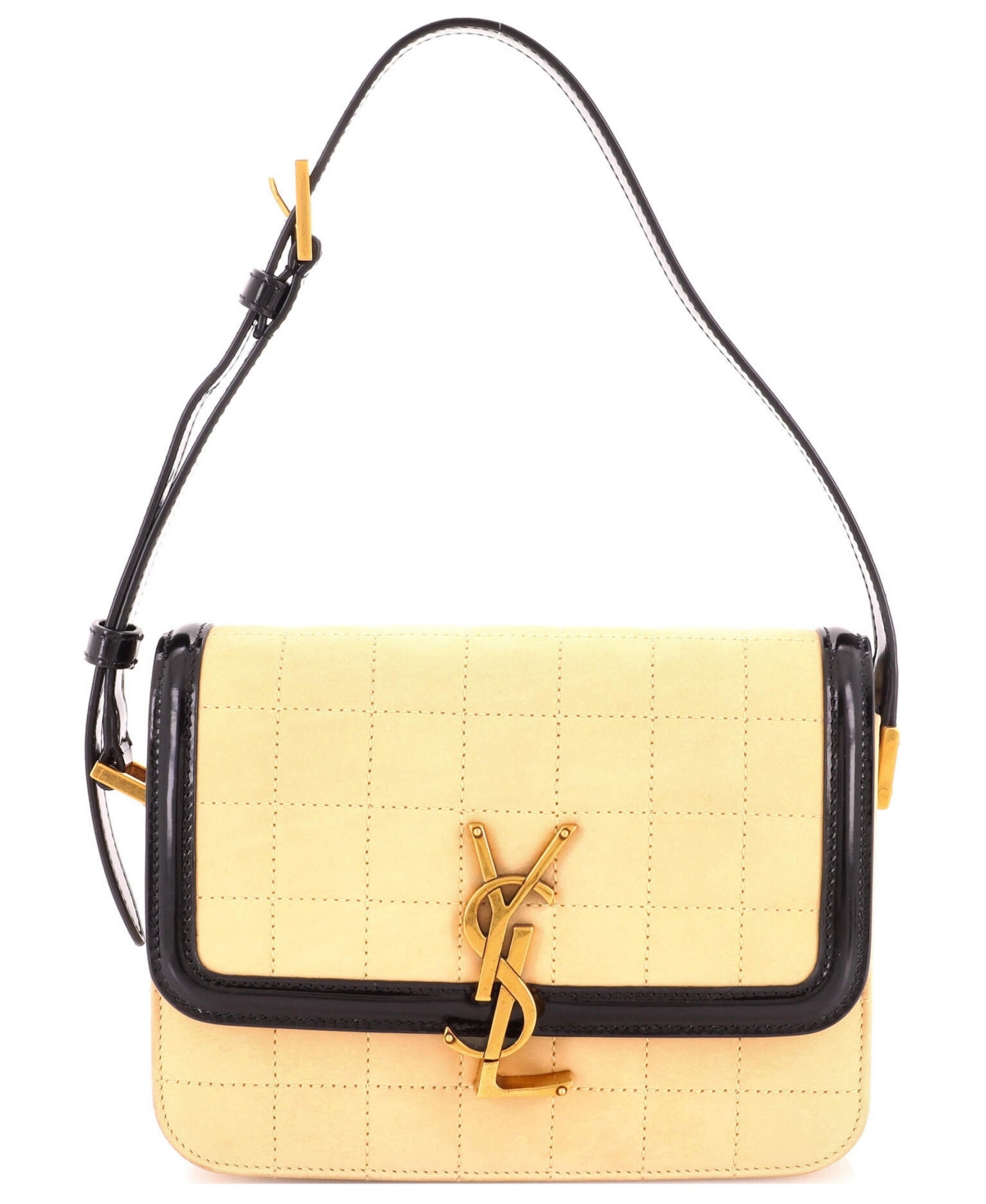 Pre-Owned Saint Laurent Small Solferino Bag Quilted Suede - Natural