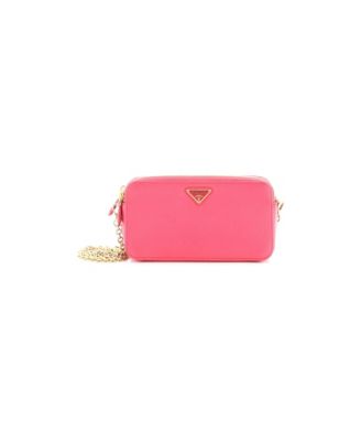 Mini Double Zip Wallet on Chain Crossbody Saffiano Leather
