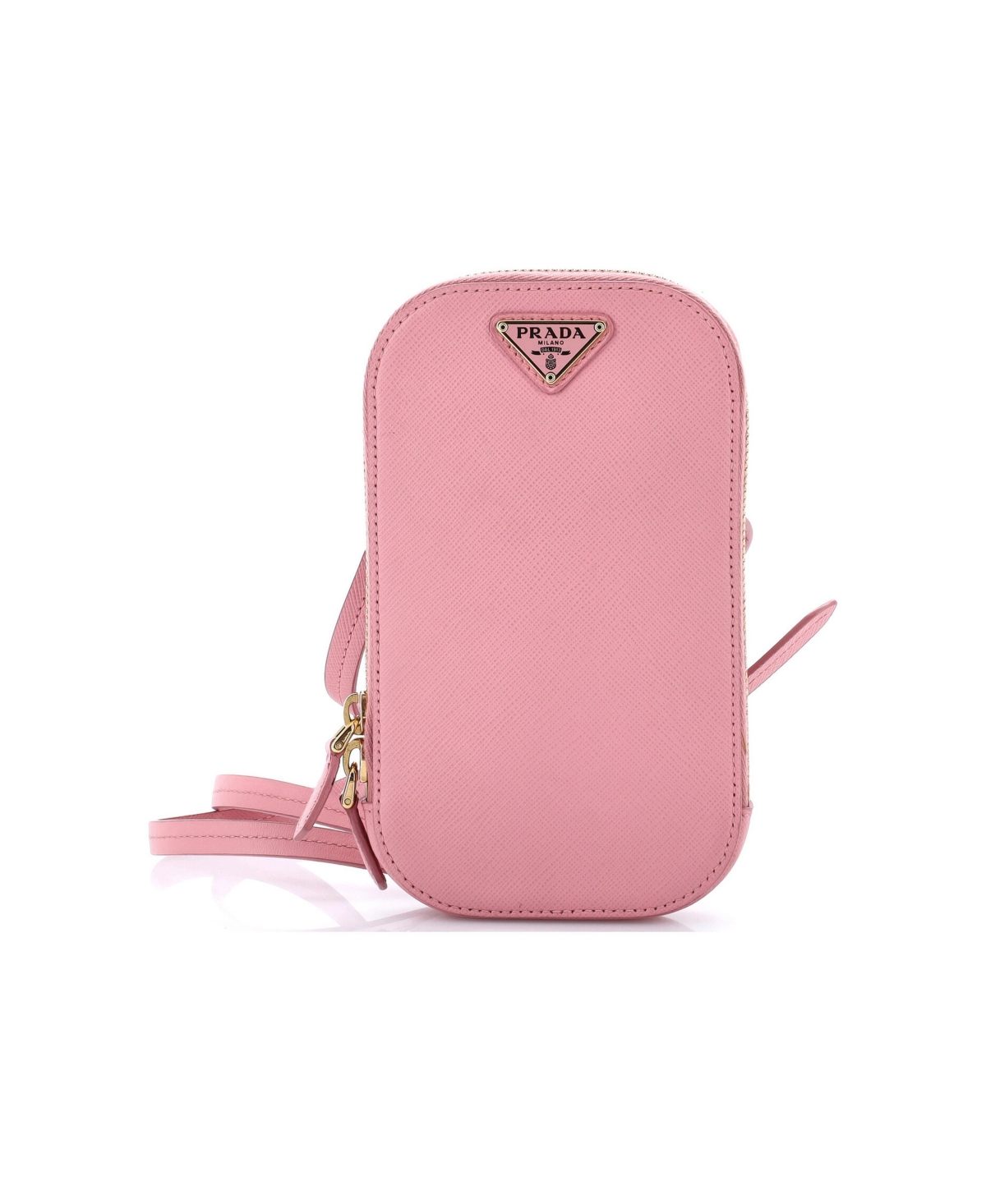 Pre-Owned Prada Zip Phone Holder Crossbody Bag Saffiano Leather - Pink