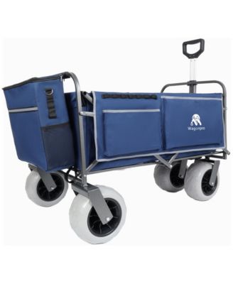 Collapsible Beach Wagon with 9 inch All Terrain Big Wheels,500 lbs Steel Frame Utility Cart with Multi Use Bag for Beach, Camping, Shopping