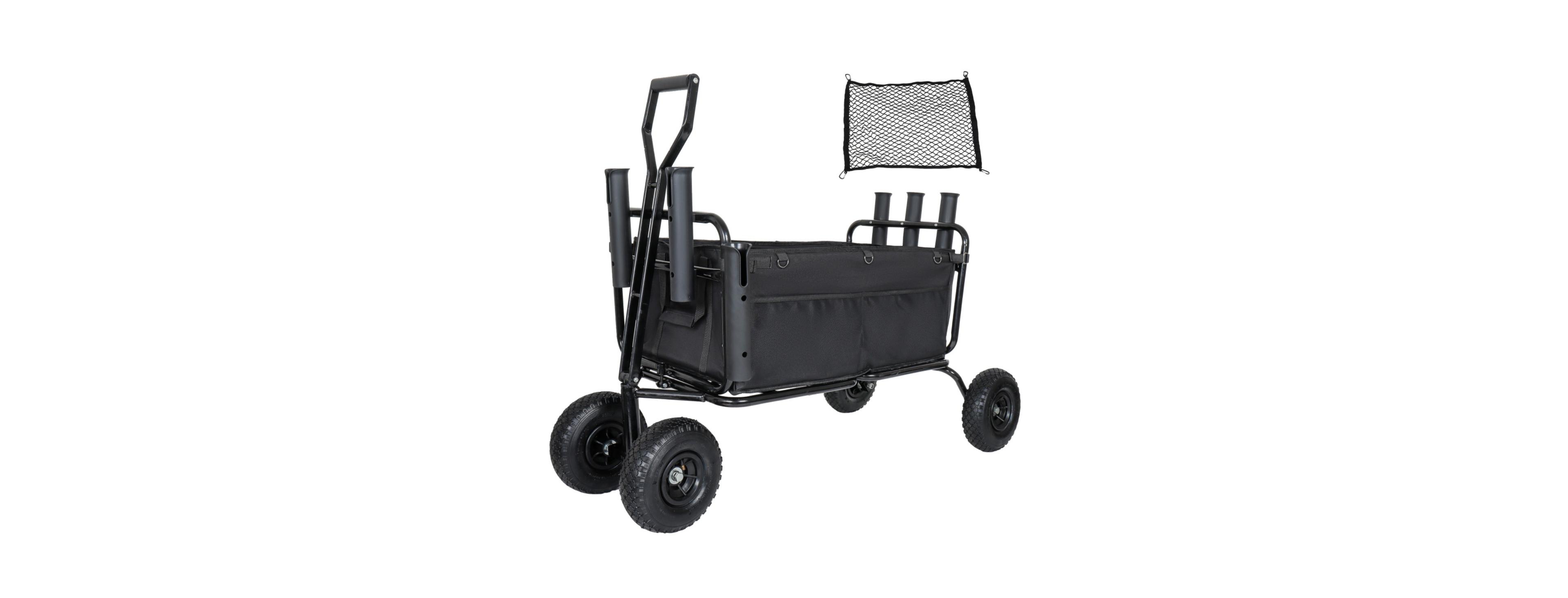 ECHTPeak Fishing Cart Beach Collapsible Wagon,9.85" All Terrain Wheels,Heavy Duty Wagon with Rod Holders for Outdoor Camping