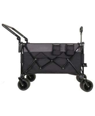 Multi Functional Push Pull Folding Wagon Cart, 360degree(s) All Terrain Wheels Heavy Duty Large Capacity for Outdoor Groceries Transport
