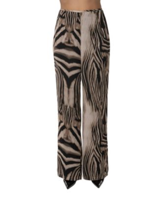 Women's Lost In Motion Zebra-Print High-Rise Wide-Leg Pants