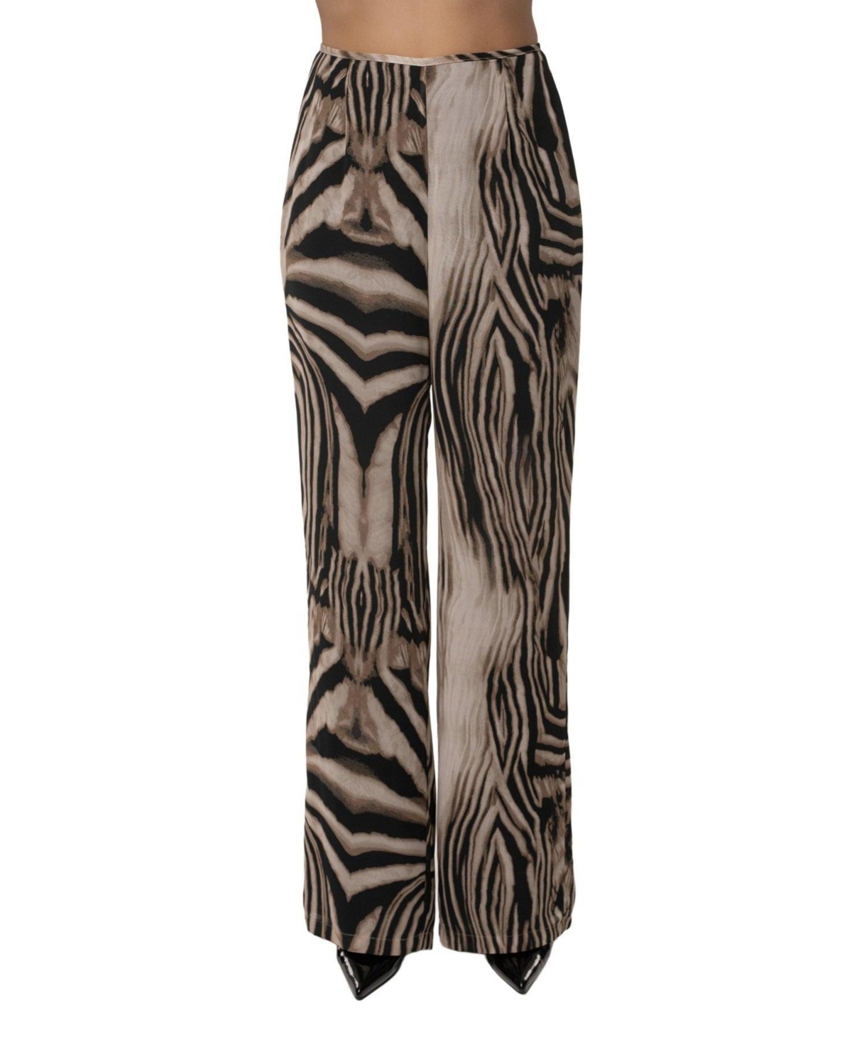 Jluxlabel Women's Lost Motion Zebra-Print High-Rise Wide-Leg Pants