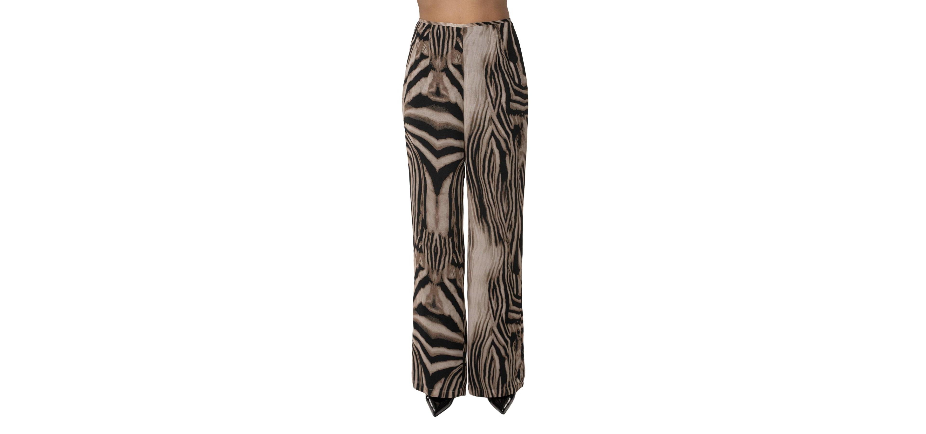 Jluxlabel Women's Lost Motion Zebra-Print High-Rise Wide-Leg Pants