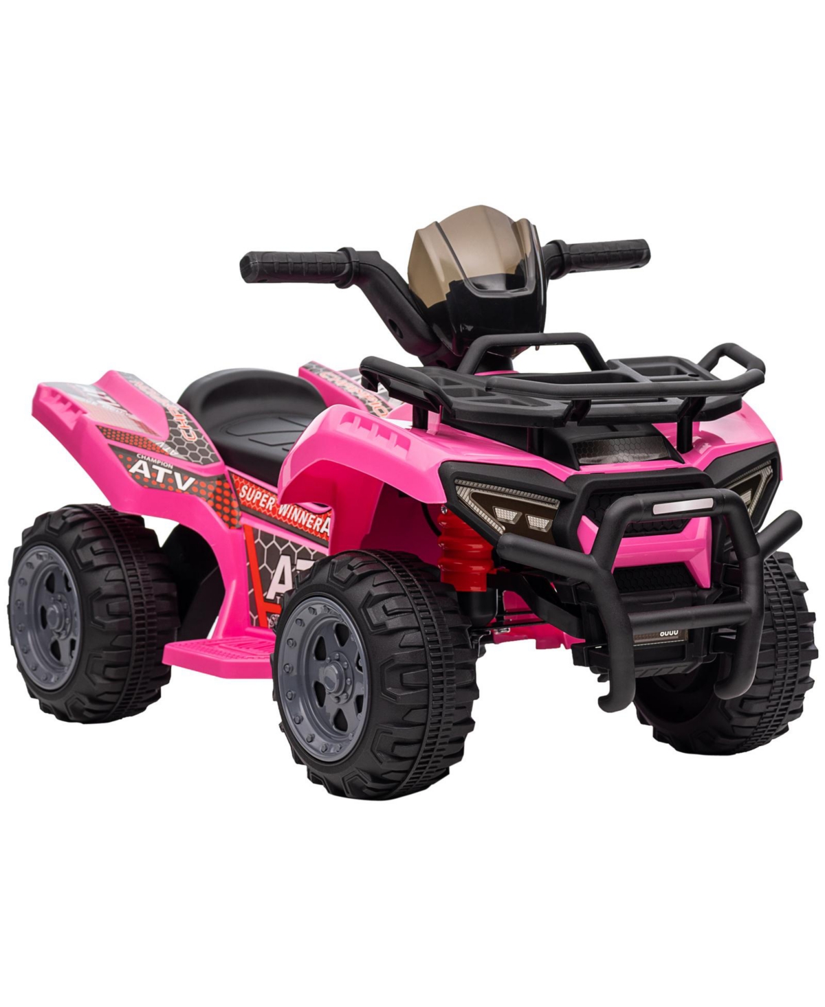 Glintex 6V Kids Ride-On Atv Quad with Rechargeable Battery and Music, 55-lb Capacity, Ages 18-36 Months - Pink