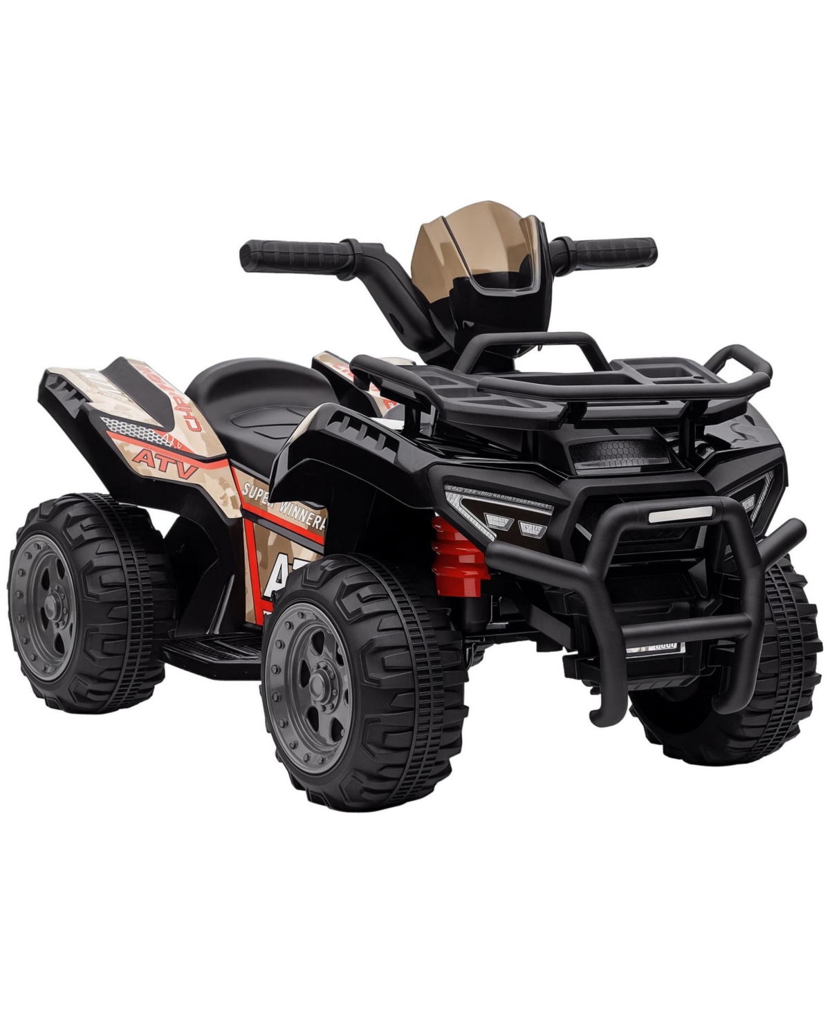Glintex 6V Kids Ride-On Atv Quad with Rechargeable Battery and Music, 55-lb Capacity, Ages 18-36 Months - Black