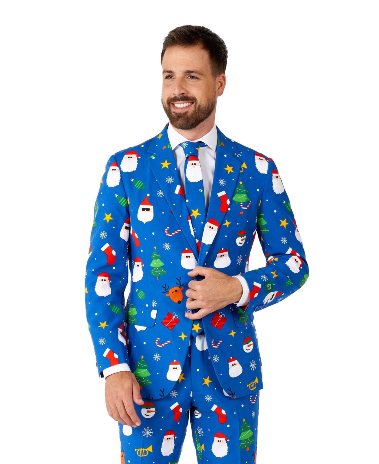 Мужской пиджак OppoSuits Christmas Suit X- Mas Pine Tree Outfit Slim Fit Blazer, цвет: Синий — фото 3