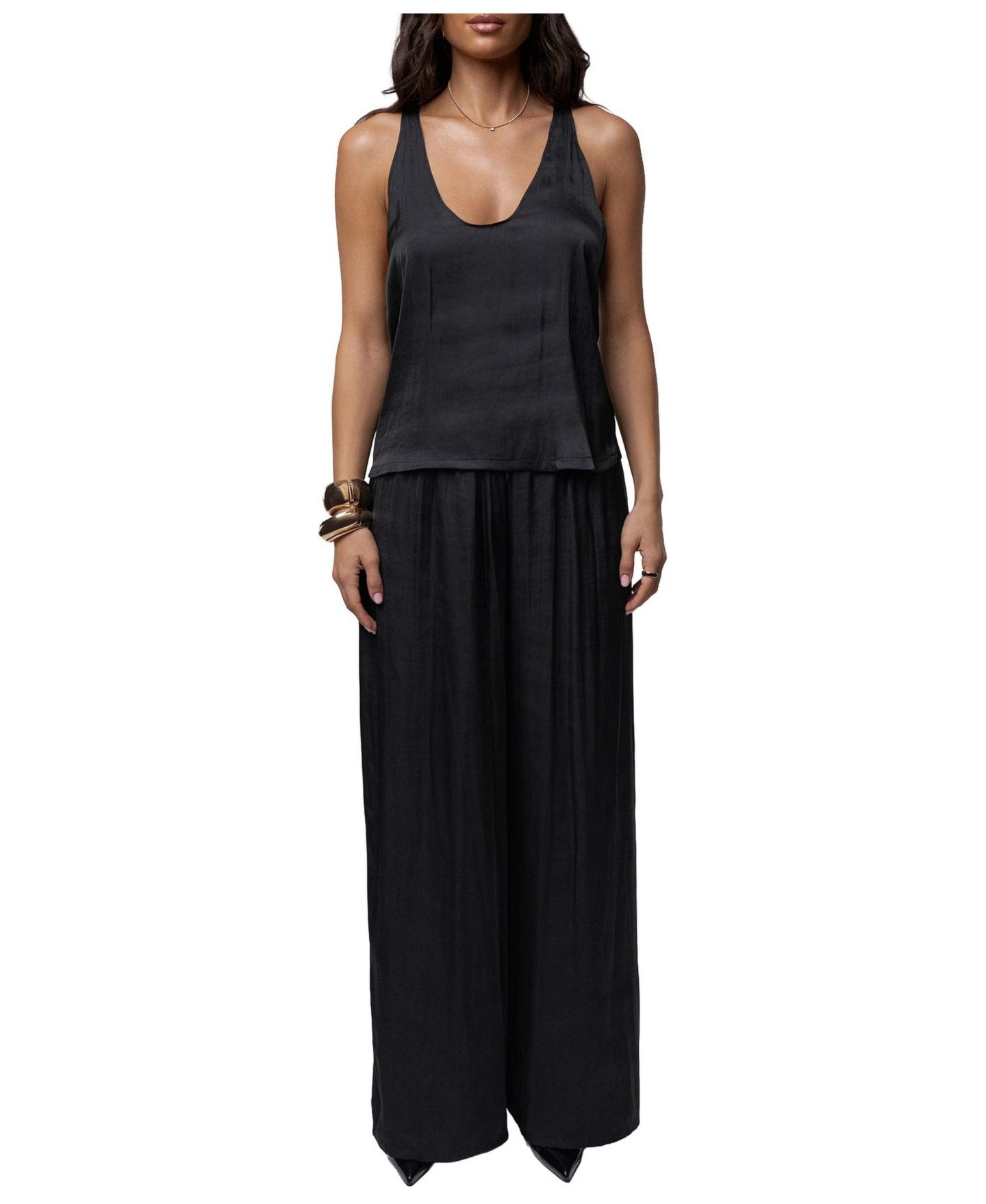 Женский топ JLUXLABEL Open Coast Scoop Neck Satin, цвет: Чёрный — фото 3
