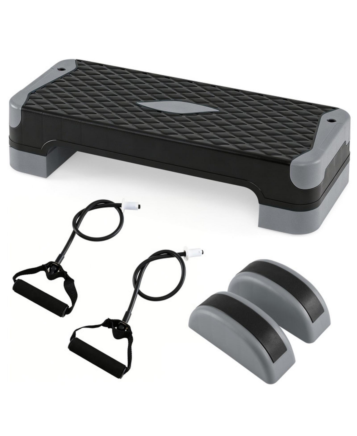 Sugift 3-in-1 Aerobic Step Platform Set with 2 Stackable Risers and Balance Trainers for Home