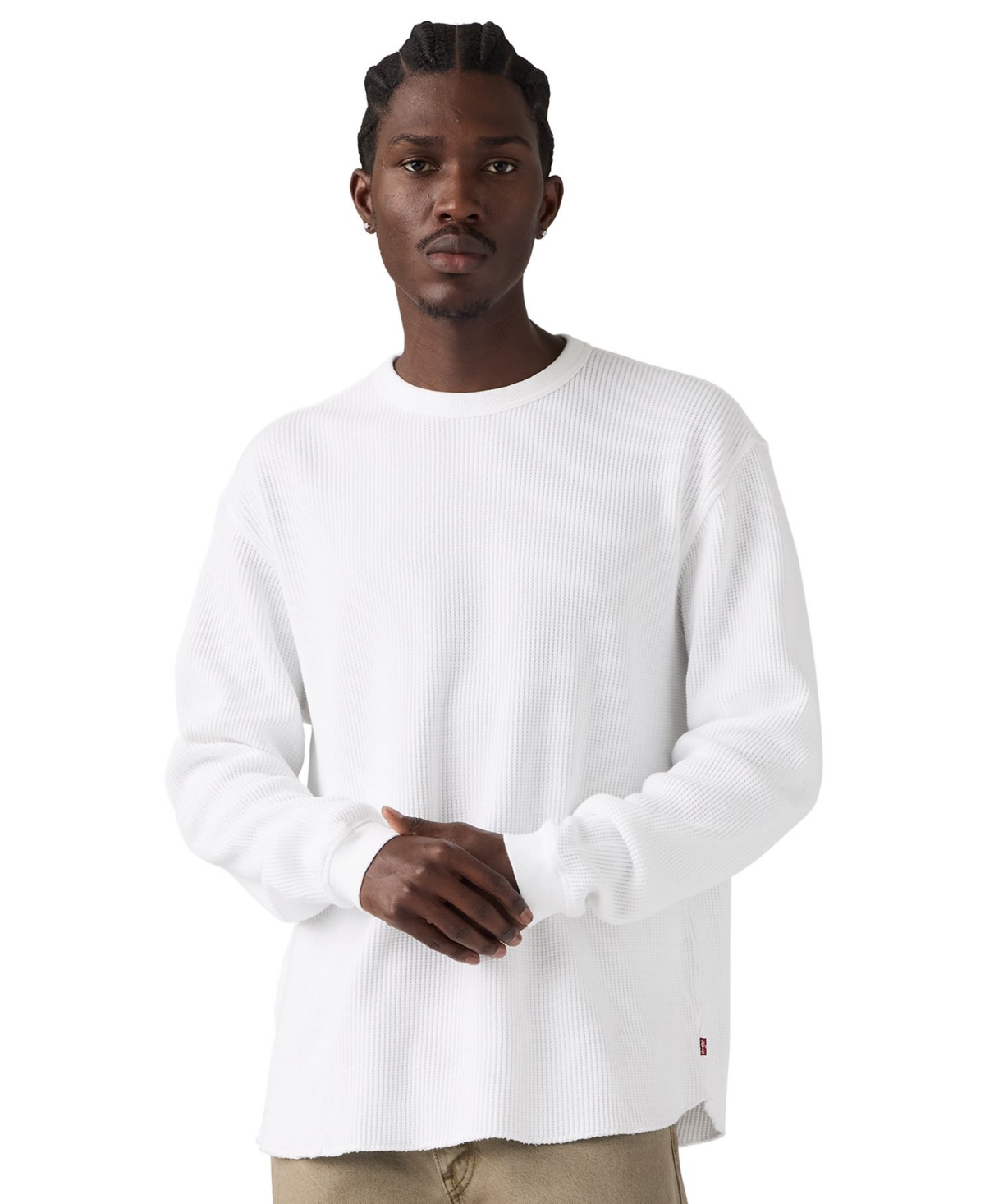 Levi's Men's Long-Sleeve Thermal Waffle-Knit T-Shirt - White