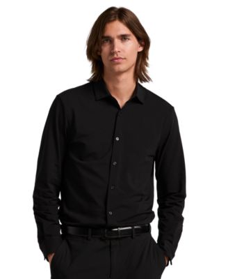 Men's Long-Sleeve Slim-Fit Untucked Shirt
