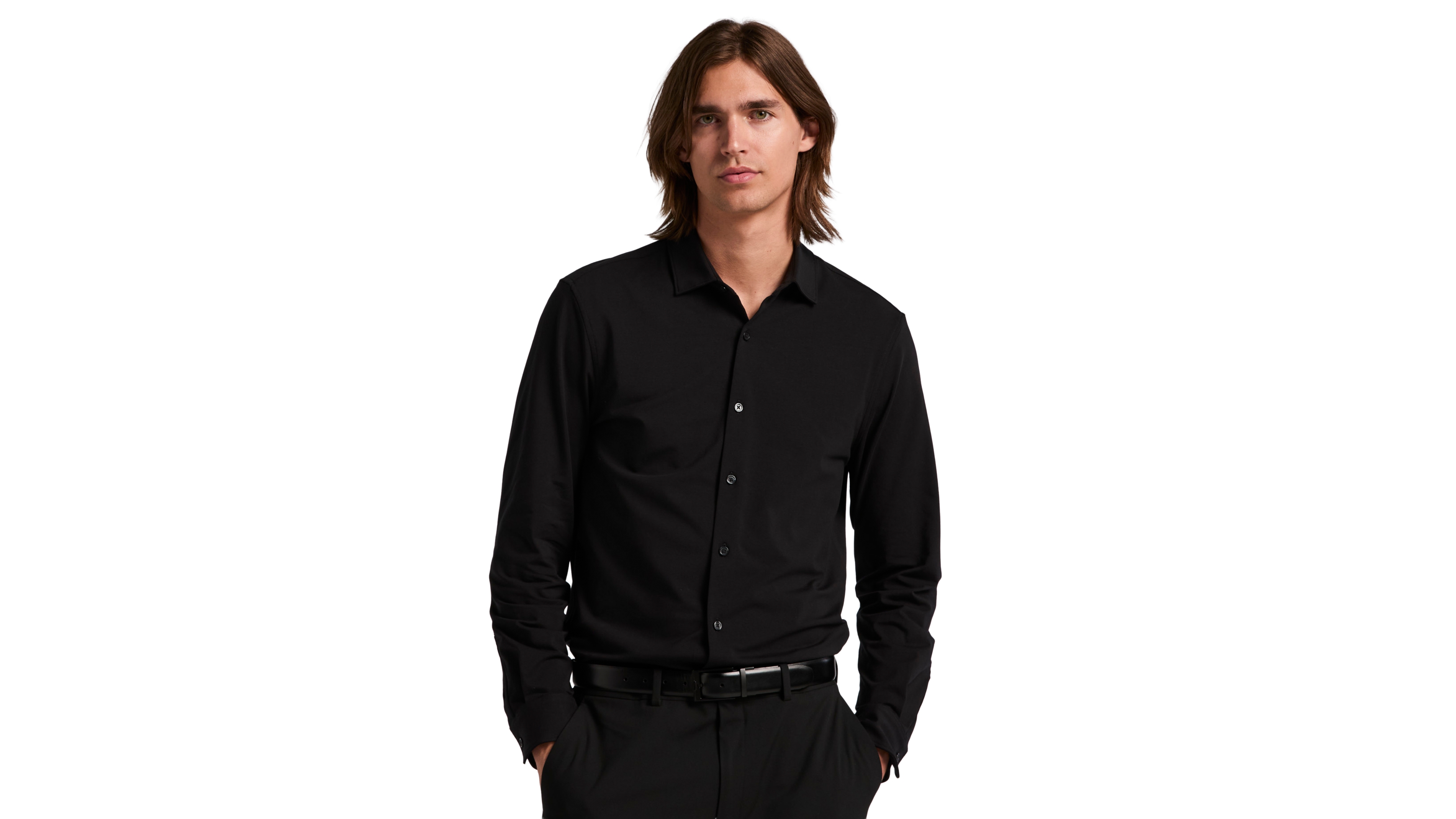 Perry Ellis Men's Long-Sleeve Slim-Fit Untucked Shirt