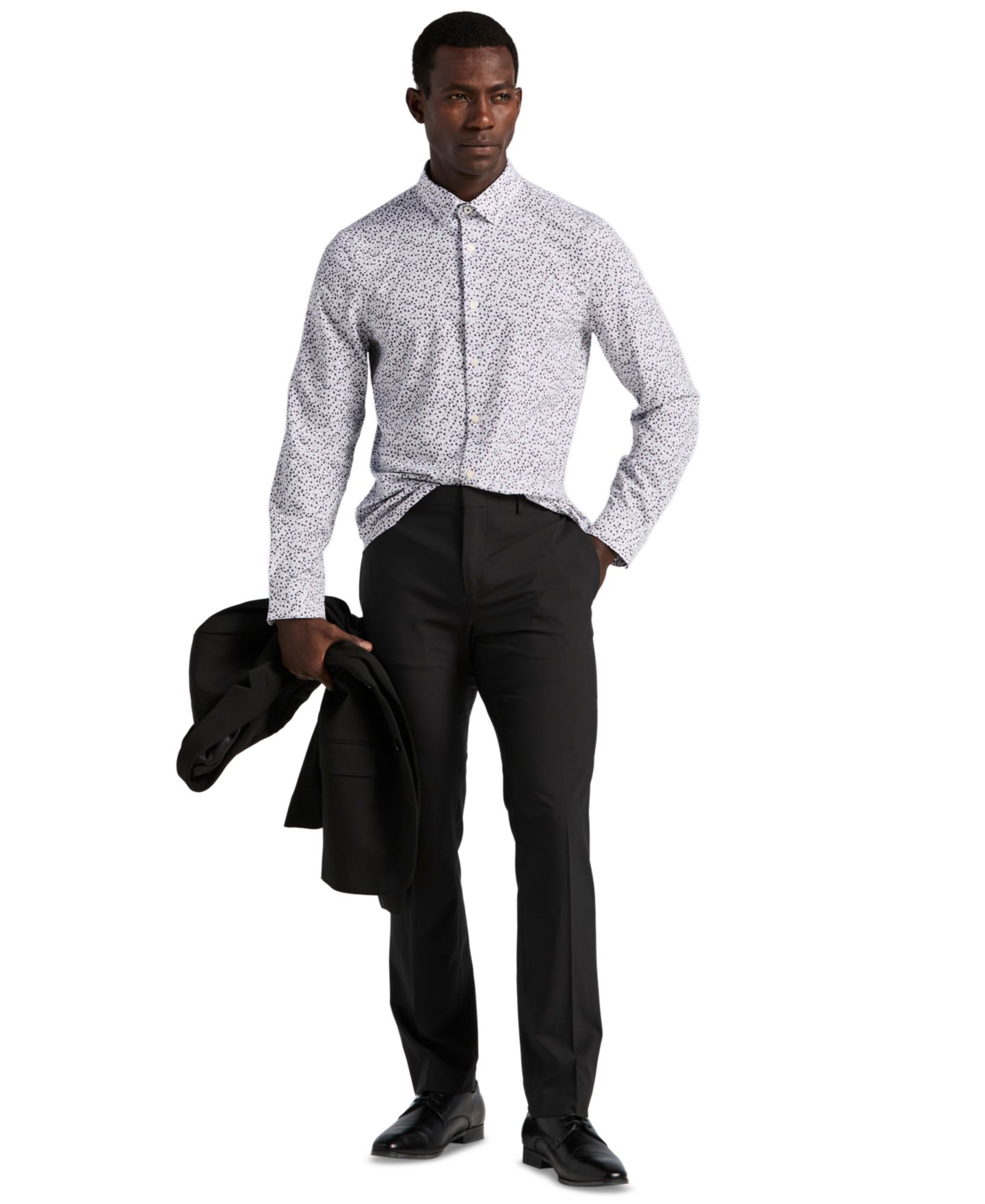 Мужская рубашка Perry Ellis Long-Sleeve Micro Floral Print, цвет: Nightshade — фото 3