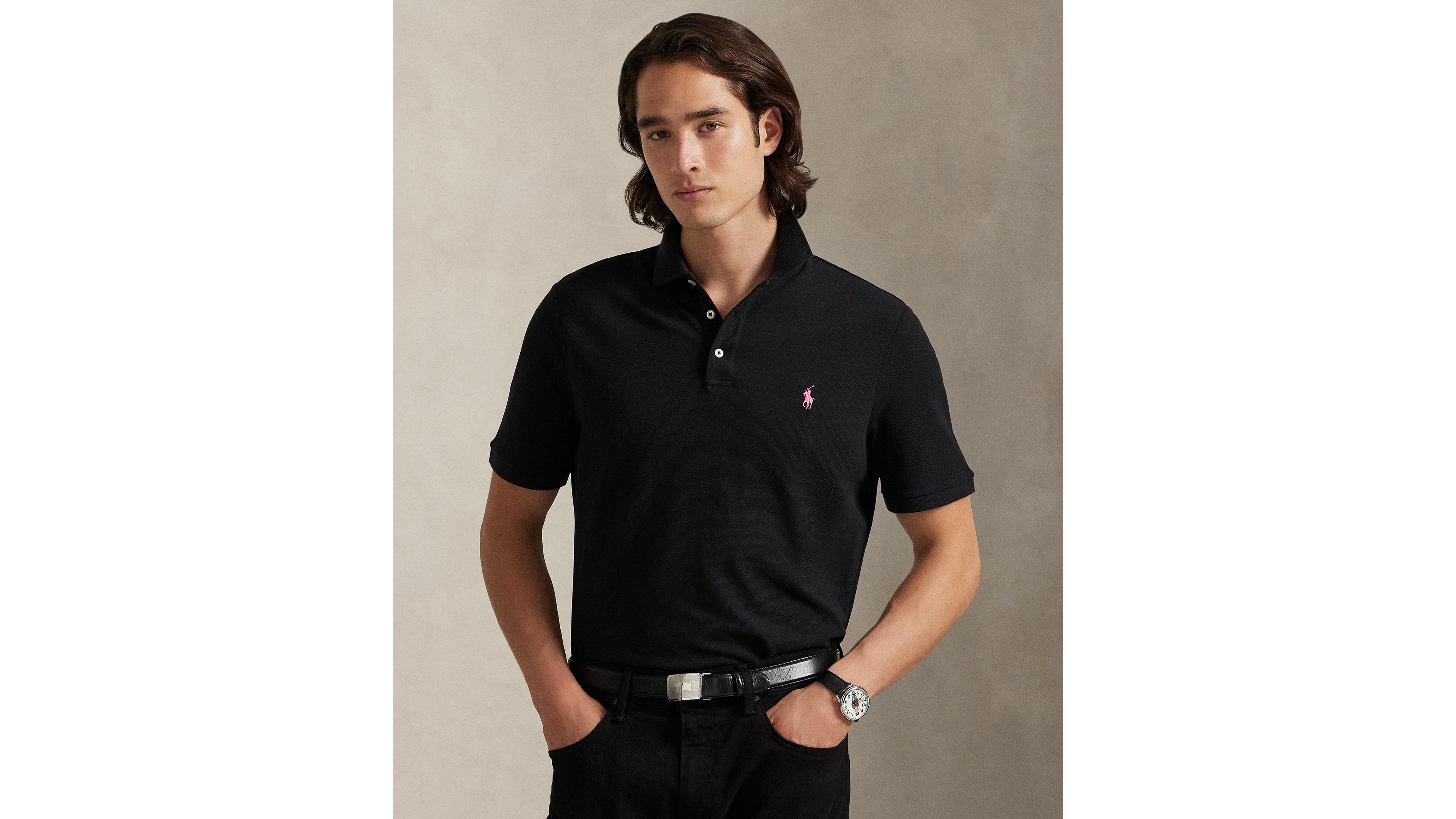 Polo Ralph Lauren Men's Pink Pony Stretch Mesh Shirt