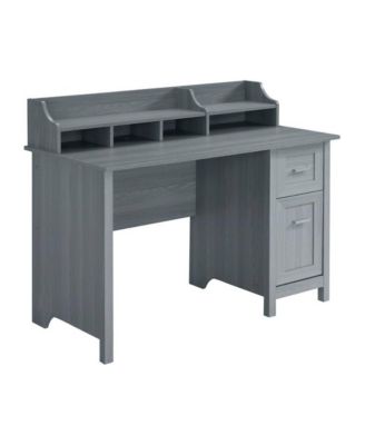 Wood Storage Writing Desk with Drawer, Door and 6 Shelves