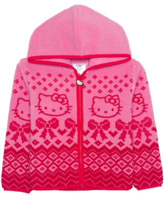 Girls' 2T-6X Hooded Fair Isle Sherpa Jacket