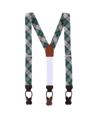 Plaid Wool-Blend Y-Back Gerald Suspenders
