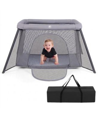 2-in-1 Portable Mesh Playpen with Foam Guardrail