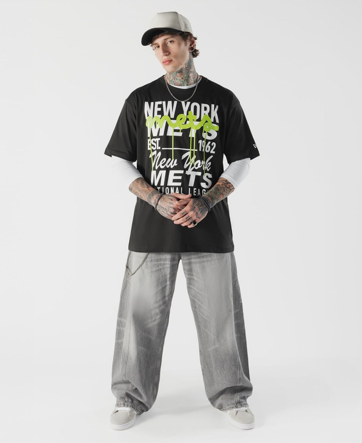 Мужская футболка New Era Black New York Mets Lifestyle Glow Spray Paint — фото 3