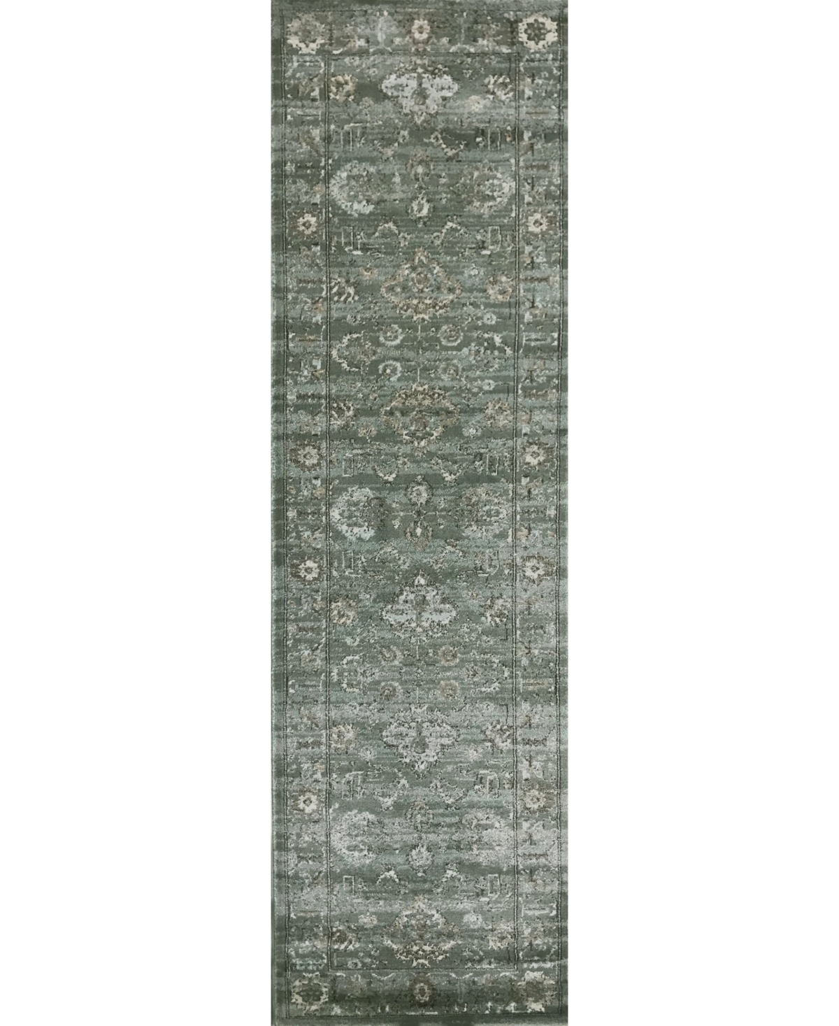 Closeout! Km Home 3562/0053/Green Cantu Green 2'2" x 7'7" Runner Rug