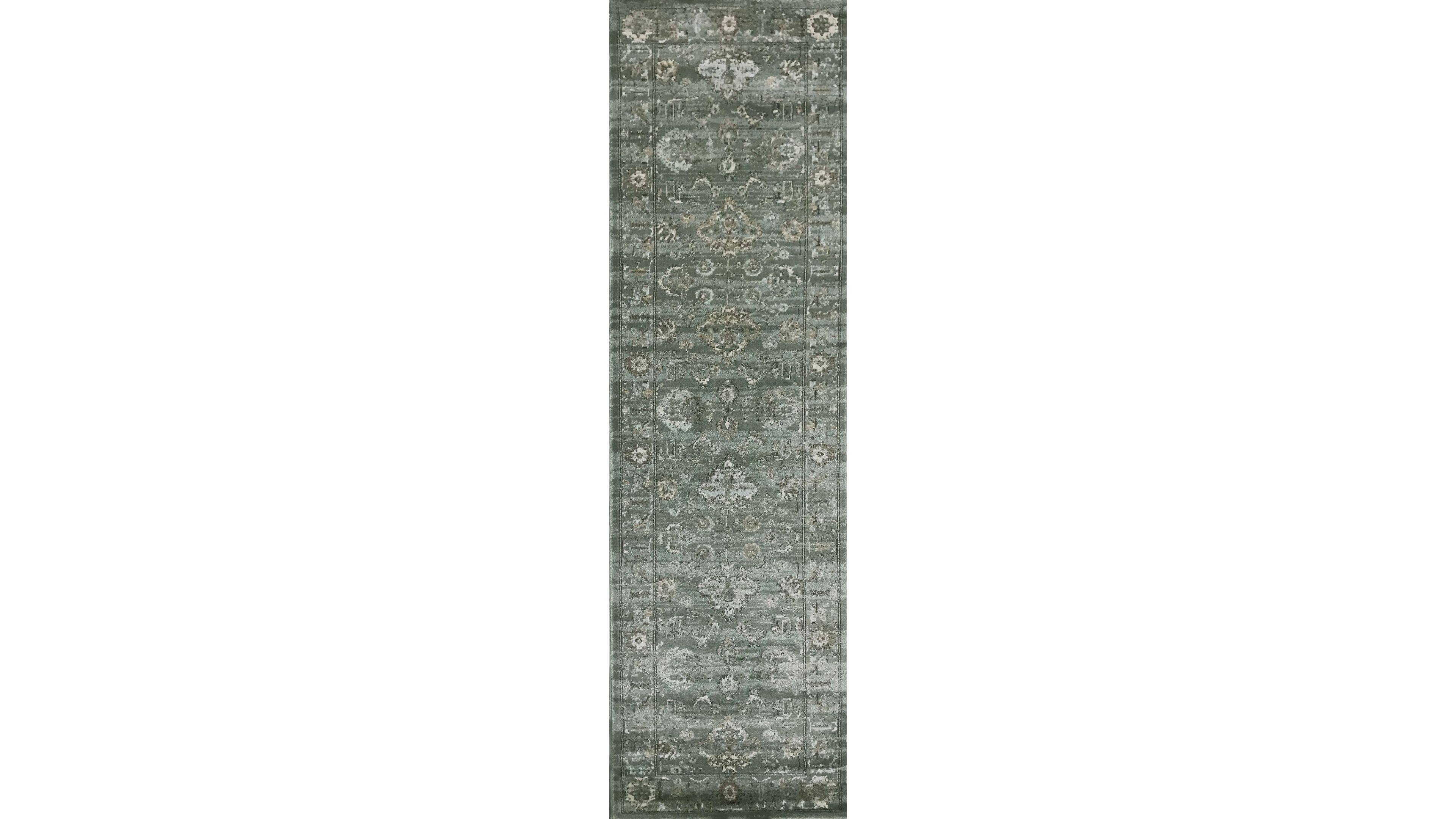 Closeout! Km Home 3562/0053/Green Cantu Green 2'2" x 7'7" Runner Rug