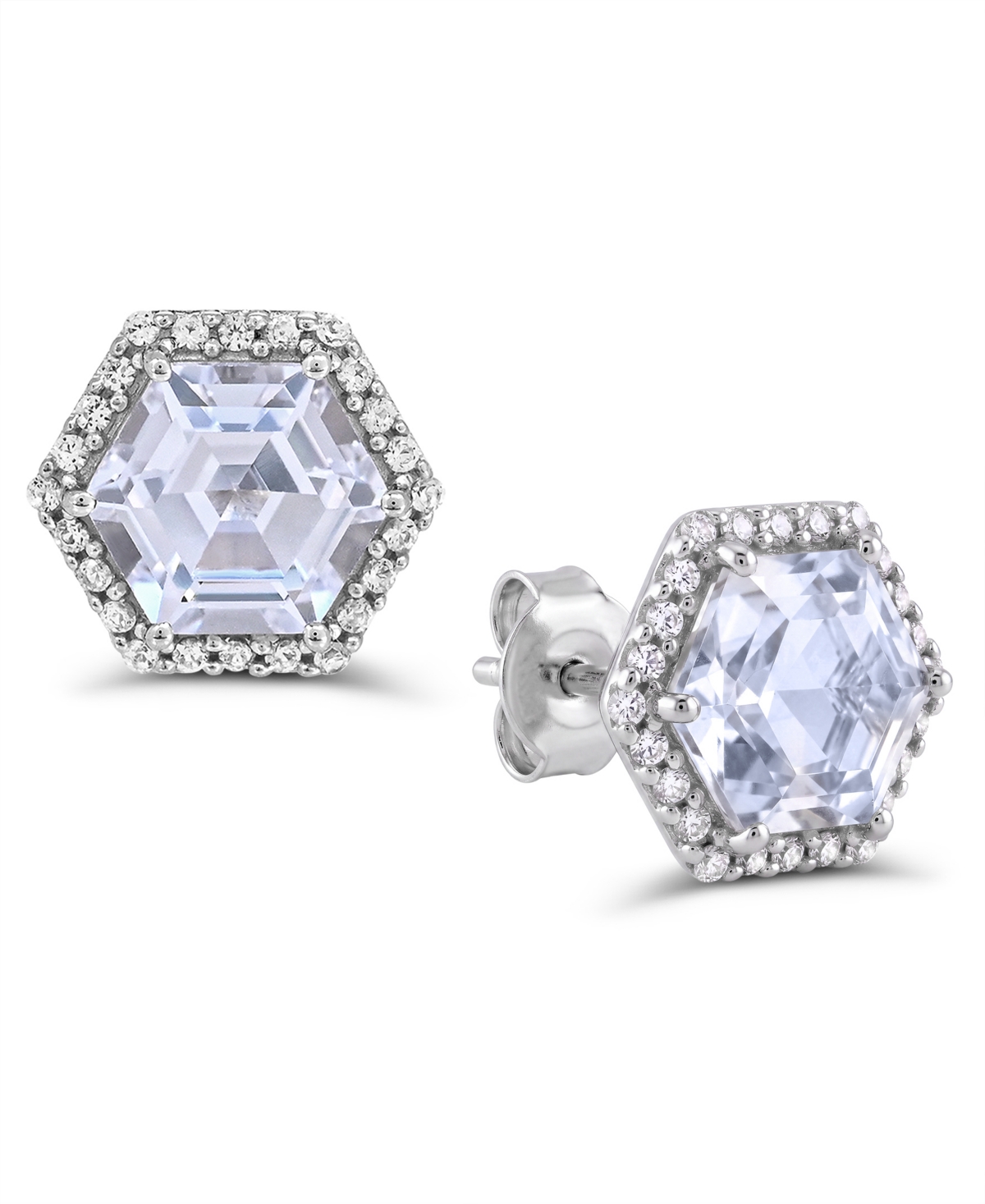 Macy's Lab-Grown White Sapphire Stud Earrings (4-7/8 ct. t.w.) in Sterling Silver