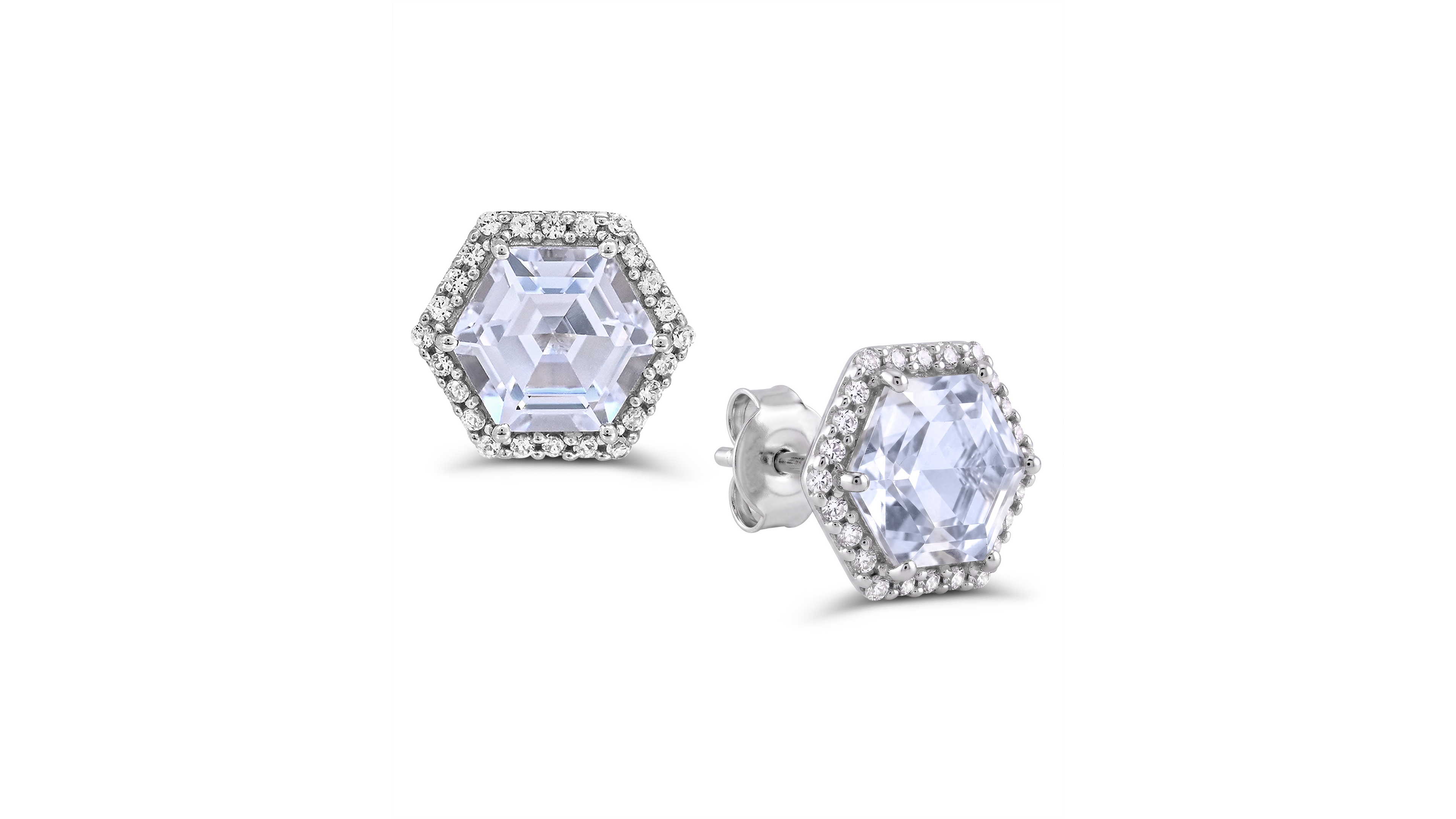 Macy's Lab-Grown White Sapphire Stud Earrings (4-7/8 ct. t.w.) in Sterling Silver
