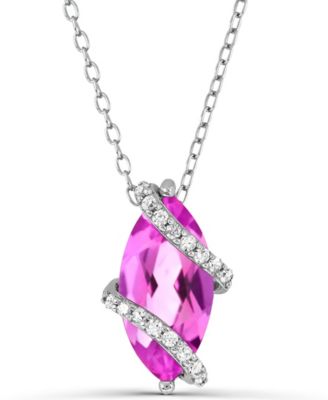 Lab-Grown Pink Sapphire Pendant (1-3/4 ct. t.w. Pink Sapphire, 1/8 ct. t.w. White Sapphire) in Sterling Silver