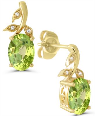 Peridot and Diamond Accent Earrings (1-3/8 ct. t.w.) in 14k Gold-Plated Sterling Silver