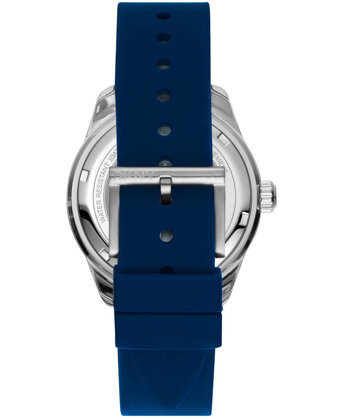 Мужские часы DKNY Quartz Water-Resistant, Dark Blue Silicone Strap, 42mm, цвет: Серебряный — фото 2
