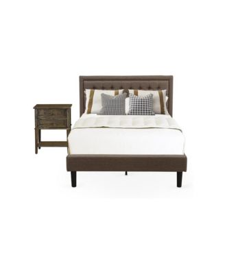 KD18F-1VL07 2 Pc Wooden Bedroom Set - Modern Bed Frame Headboard with 1 Nightstand
