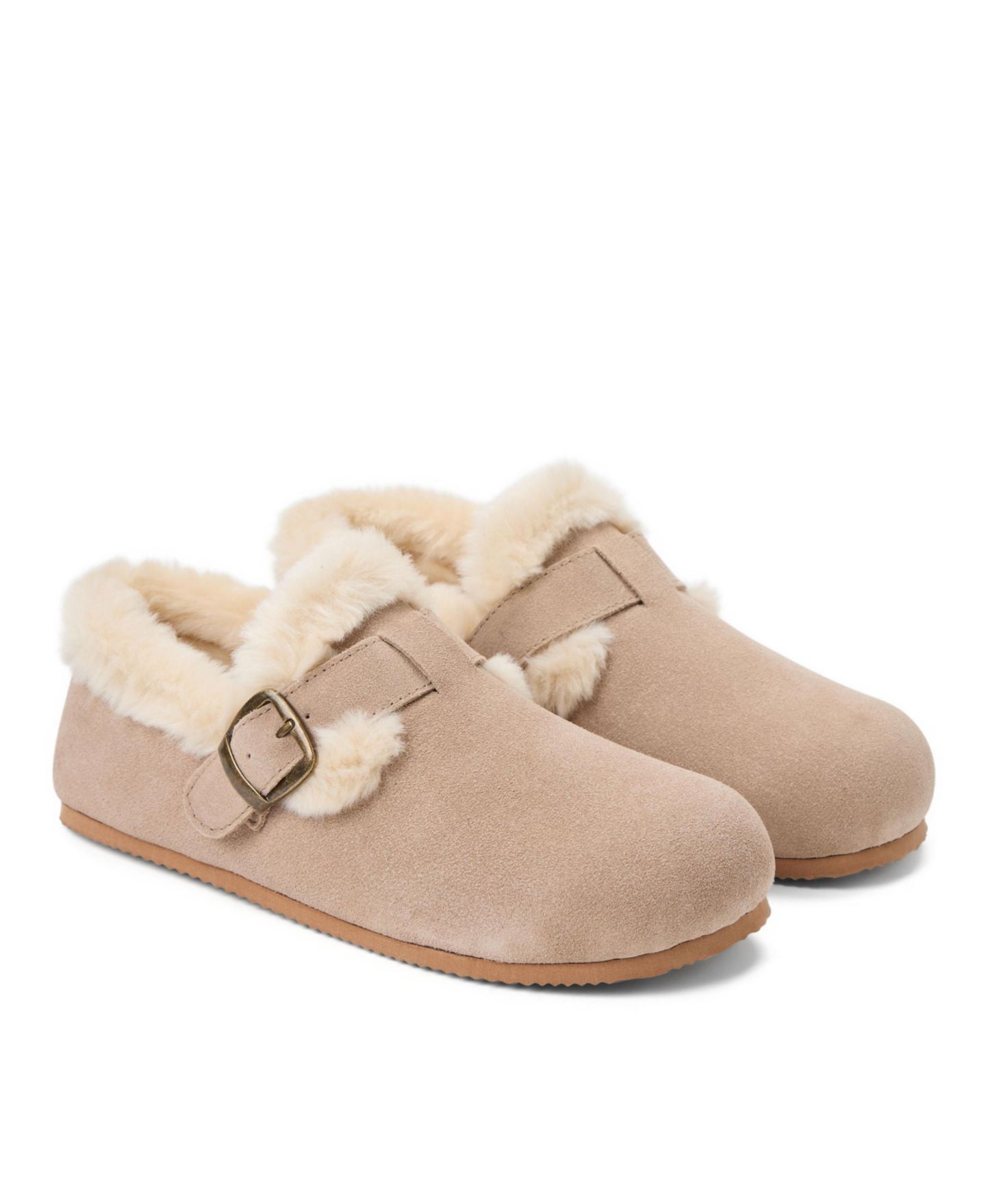 Женские тапочки Clarks Genuine Cow Suede Buckle Closed Back Slippers, цвет: Серо-коричневый — фото 6