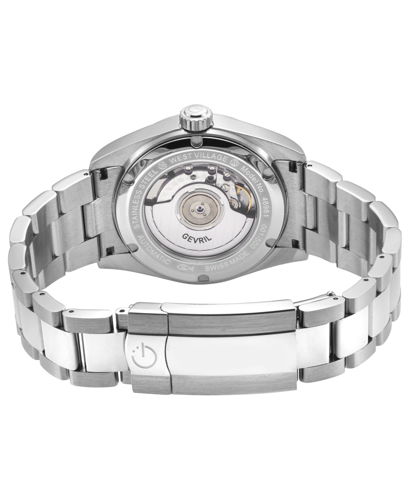 Мужские часы Gevril Swiss Automatic West Village Stainless Steel Bracelet Watch, 40mm, цвет: Серебряный — фото 2